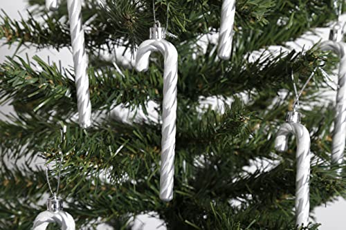 Pack of 6-13CM Glitter Candy Cane -Christmas Tree Hanging Decoration Bauble Xmas Ornament (Silver) - Image 4