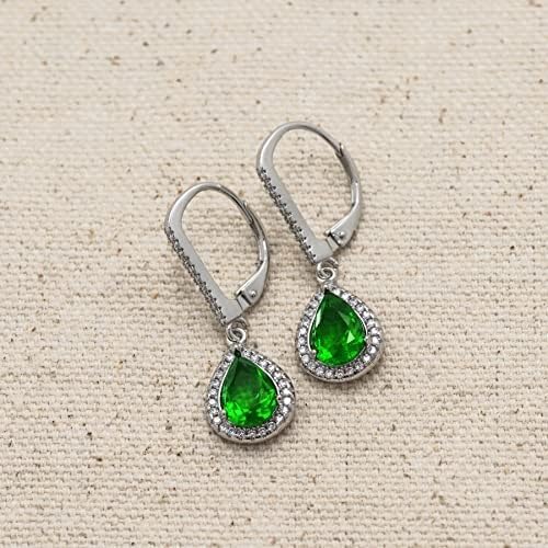 Lesa Michele 2 Cttw Cubic Zirconia Teardrop Dangle Earrings for Women Rhodium Plated 925 Sterling Silver - Image 6