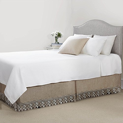 RENAISSANCE HOME FASHION Lillian DUST Ruffle with MACRAMÉ Band, Queen, Linen