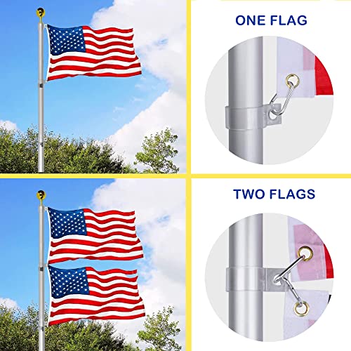 Aiviin Extra Thick 25Ft Telescoping Flag Pole Kit, Heavy Duty 16 Gauge Aluminum Outdoor In Ground American Telescopic Flagpole With 3X5 Polyester Us Flag For Commercial, Residential, Yard, Silver #TOP4
