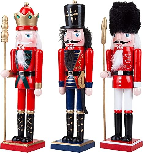PMS VFM - Nutcracker Christmas Decorations, Set of 3, Classic Wooden Trio, Highly Detailed, Traditional Xmas Soldiers, Festive Free Standing Painted Figures, Size: 61cm
