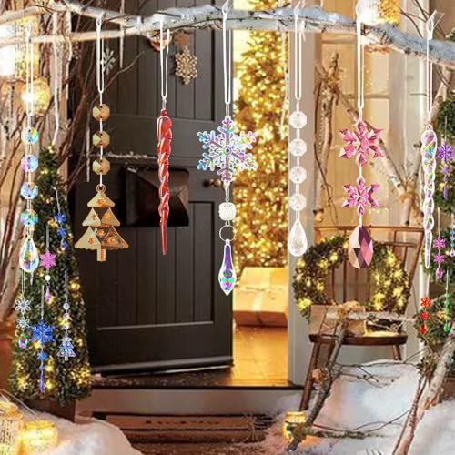 Miniatura 7 de Lanpn 26 Piezas Decoración Navideña Adornos Del Árbol De Navidad De Cristal,Colgante Acrílico De Copo De Nieve De Carámbanos Para Navidad Invierno Exterior Interior Fiesta Decoración Transparente