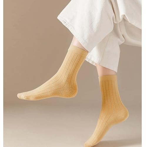 Pnnerr Autumn Winter Adult Socks Solid Color Mid Calf Socks Women's Thick Warm Breathable Cotton Socks #TOP2
