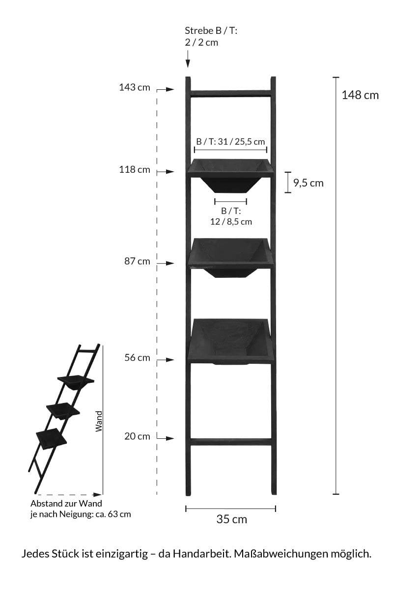 KUHEIGA Pflanzleiter Metall, H: 148cm Edel-Rost Regal Blumentopf Dekoleiter Vintage