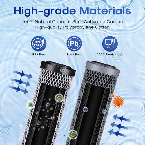 Image of ICEPURE 2.5 inchx 20 inch Whole House Carbon Sediment Water Filter High Capacity Combo Kit, Carbon Block Cartridge and Activated Carbon Heavy Metal Removal Filter Replacement for C1-20, EP-20, F3WCB32