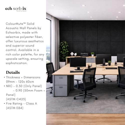 Image of MMT Acoustix Premium Felt Acoustic Panels for Offices, Bedrooms & Studios | Sustainable PET Felt Panels for Echo Reduction & Sound Absorption | 4x2 Ft, 9mm Thick | Piano Black - Pack of 4