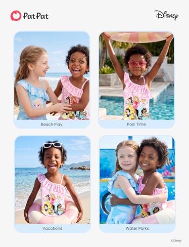 Image of Disney Stitch Frozen Marvel Minnie Mouse Girls Swimsuits Ruffle One Piece Bathing Suits UPF 50 Swimwear Quick Dry Size 2-13Y