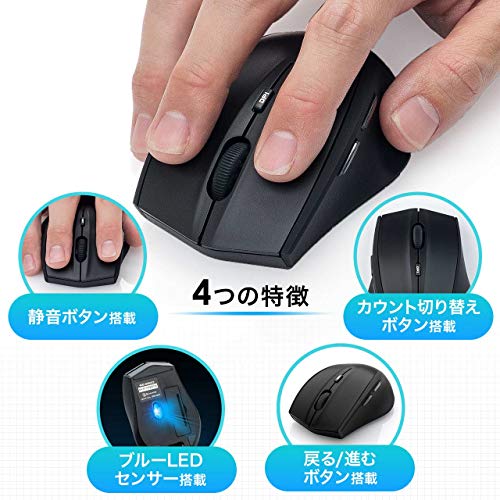 サンワダイレクト ワイヤレスキーボード マウスセット コンパクト テンキーレス 静音マウス(5ボタン) ブラック 400-SKB052