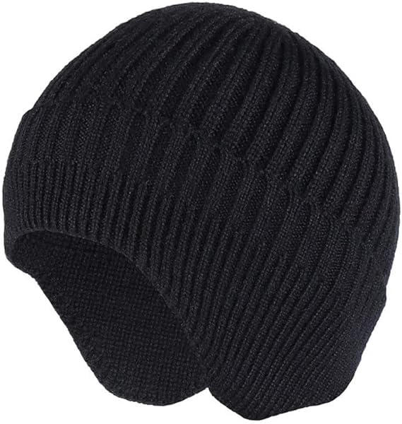 Knit Beanie Hat for Men Women Winter Warm Earflap Soft Wool Slouchy Skull Cap with Ear Warmer Outdoor Sports Casual Woolen Hat
