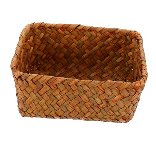LALADEFIEE Cesta de Almacenamiento Tejida Mano Pastoral Caja de Pasto Marino para Cocina Sala y Oficina Diseño Abierto para Exhibición y Uso Múltiple