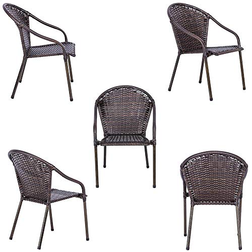 Jogo 1 Mesa Alta Sem Tampo 6 Cadeiras para Area Edicula Jardim Biquini Ferro e Fibra Pedra Ferro