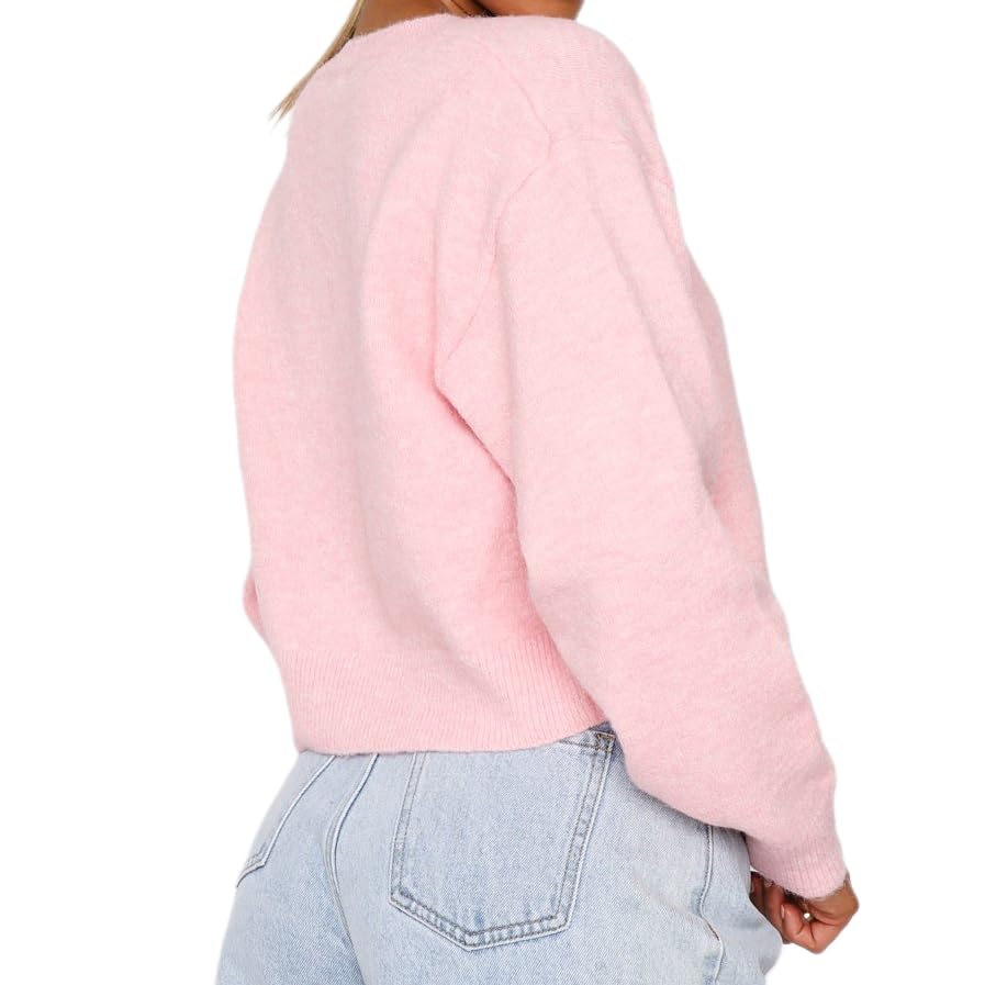 Image of Women Knit Cropped Cardigan Tops Long Sleeve Button Down Lightweight Bolero Sweater Tops