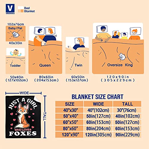 Image of Fox Blanket Stuffed Animal Gift for Women Kids Fleece Throws-Just A Girl Who Loves Foxes Lightweight Plush Toddler Christmas Decor Super Soft Flannel Blankets for Bedding Chair-50x60 Inches