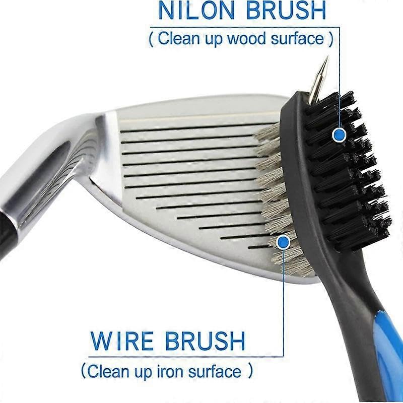 Set di strumenti di pulizia da golf Coltello per la pulizia Spazzola a doppia faccia strumento di pulizia esagonale Golf club Accessori da golf