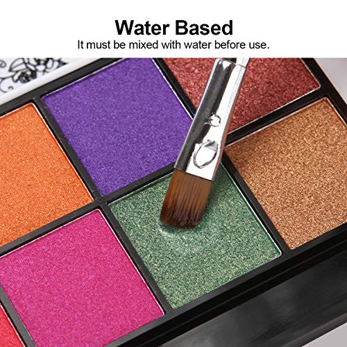 Loijon Kit de pintura de rosto e corpo de 12 cores Paleta Efeito de pérola Tintas à base de água com