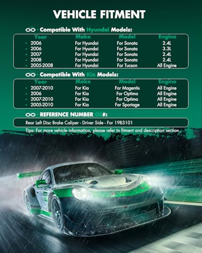 Image of SCITOO Rear Left Brake Caliper With Bracket 19B3101 Fit For Hyundai For Sonata 06-08,For Hyundai For Tucson 05-09,For Kia For Magentis 07-10,For Kia For Optima 06-10,For Kia For Sportage 05-10