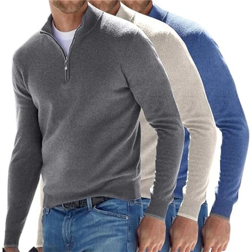 Mens Slim Fit Quarter Zip Knitted Pullover Sweaters Slim Fit Lightweight Mock Neck Pullover Business Casual Dress Sweater3