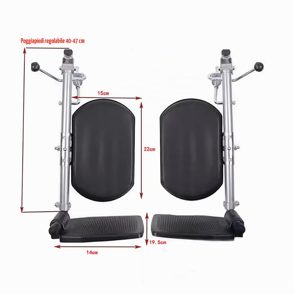 Poggiapiedi Regolabili per Carrozzine (Coppia)|Portata 100kg/pedale|Regolazione 40-70cm altezza & 90°-180° angolo|Montaggio rapido,per gli utenti di sedie a rotelle e il personale di assistenza