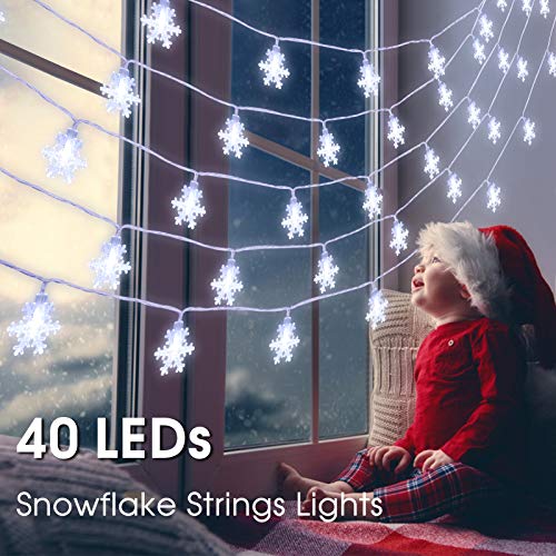 B bangcool Snowflake String Lights Christmas 20ft Snowflake Christmas Lights Waterproof Decorations Outdoor Snowflake Lights Decor for Indoor Birthday, Halloween, Thanksgiving, Xmas