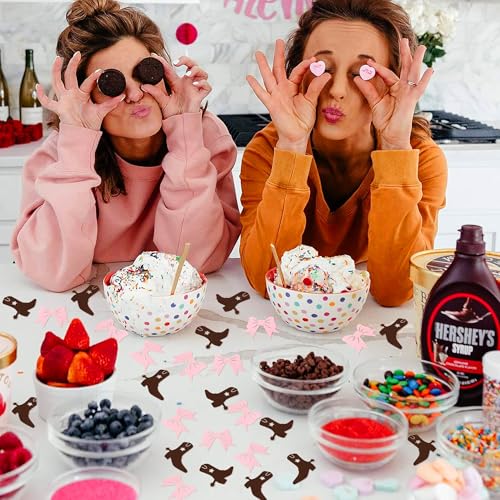 Image of 100 Pcs Pink Bows & Brown Confetti Boy or Girl Party Decoration Paper Scraps West Baby Shower Dining Table Colorful Paper Scraps Multiple Colors Can Be Used For Party Decoration