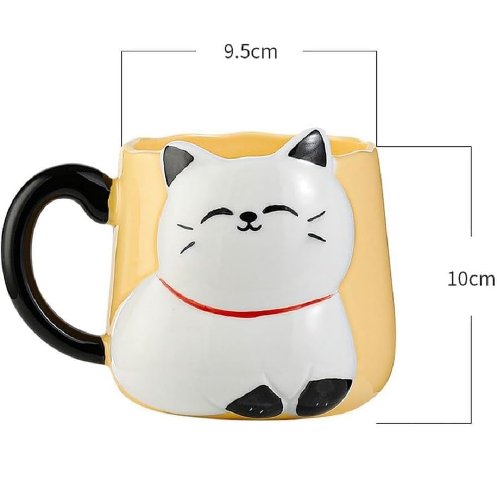 3D Katzen-Kaffeebecher Aus Keramik – Niedliche Tasse Für Heiße Getränke (500 Ml, Rosa)
