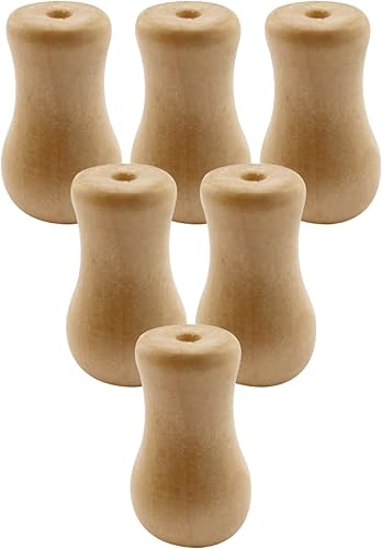 Amazing Drapery Hardware - 6 borlas de cordón de madera teñida natural en forma de jarrón para persianas de madera y cordones de tracción romanas -
