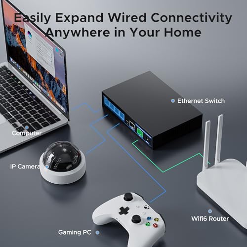 Image of Network Ethernet Switch,2.5 Gigabit Portable, Plug&Play,Fanless Housing,Black, for Home /Office,4*2.5G with 2*10G SFP