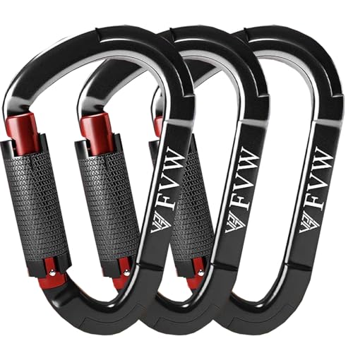 Karabiner Klettern Kletterausrüstung,3 Stück UIAA-Zertifiziert 25KN Auto Locking Kletterkarabiner...