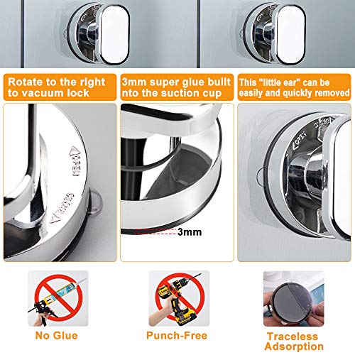 RMENOOR 2 Stück Saugnapf Türgriff Tragbare Mobilität Griff Wiederverwendbar Türgriff Kleben Saugnapf Griff mit Starken Saugnapf Sauggriff für Glastür Badezimmer Balkontüren (Silber