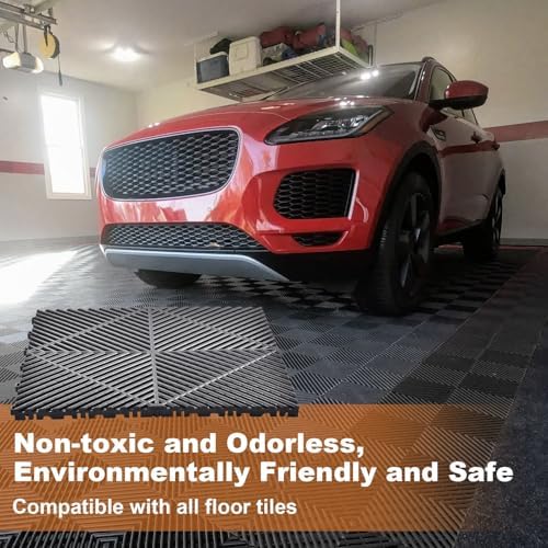 40 Pack Interlocking Drainage Tiles - 15.7"x15.7" Non-Slip Modular Floor Mats with Drain Holes - Self-Draining for Garage, Patio, Deck, Shower, Kitchen & Pool - 69 Sq/Ft Gray