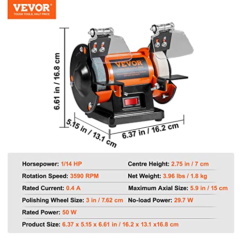 VEVOR Bench Buffer Polisher, Bench Buffer Grinder Polishing & Buffing Machine for Metal/Jewelry/Wood/Jade/Plastic/Silver DIY, with Wool/Abrasive Fiber Wheel/Grinding Wheel,100pcs Tools, 3590RPM by VEVOR - Image 7