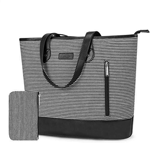 FOSTAK - Bolso Bandolera para Mujer Negro Rayas 15,6 Pulgadas