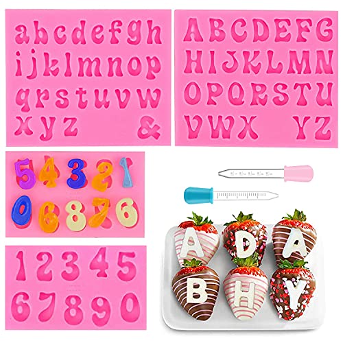 Set di 4 stampi in silicone con lettere e numeri