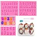 Set di 4 stampi in silicone con lettere e numeri per cioccolato, con 2 contagocce fai da te, decorazioni per dolci, cioccolato, cubetti di ghiaccio (rosa)