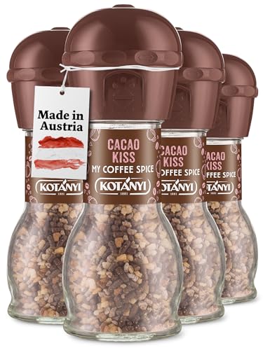 Kotanyi Cacao Kiss Kaffee Topping | wundervoll schokoladig mit feinen Schokostückchen, 4er Pack (4 x 63g)