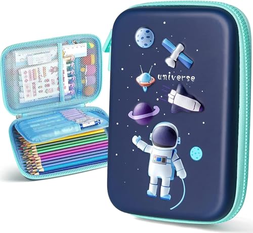 Image of Royals hub Premium Eva 3D Cover Large Capacity Space Astronaut Pencil Case Compartments, School Pouch Stylish Pen Holder (Big Size Astronaut Pencil Case, Ethylene Vinyl Acetate (EVA) Navy Blue)