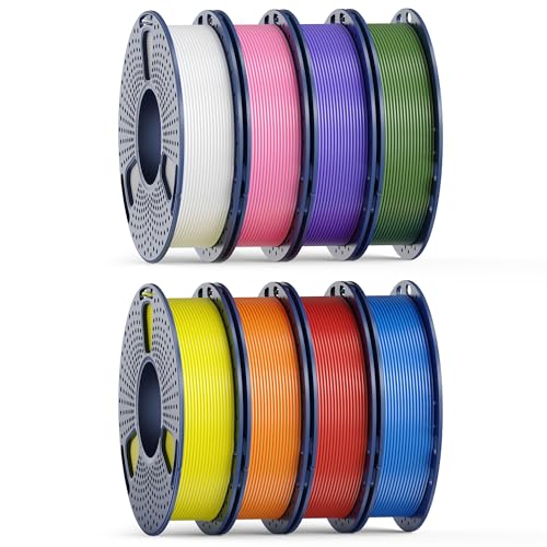 250g High Speed SUNLU PLA Filament 1.75mm Bundle, 250g Spool, 8 Rolls, White+Blue+Red+Yellow+Pink+Orange+Olive Green+Lavender Purple A-high Speed Pla-8x250g-white+blue+red+yellow+pink+orange