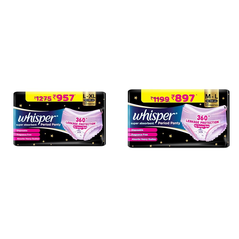 Whisper Super Absorbent Period Panty, 18 L-XL Pants, 360 Degree Leakage Protection* for Heavy Flow, Panty like Fit, Full back Coverage, Absorbs Heavy Gushes, Silky Soft, Comfortable Feel-image-40