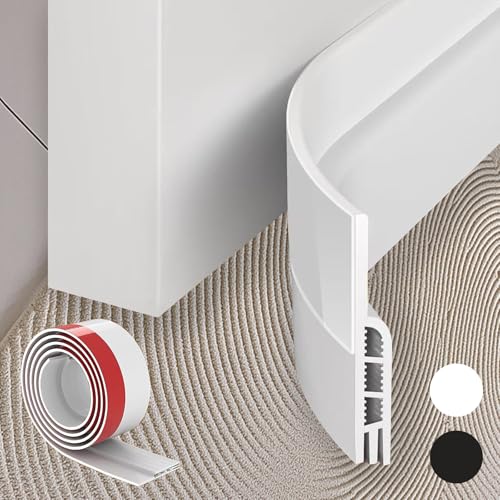 Door Draft Stopper, Door Sweep for Bottom, Under Door Gap Filler Noise Blocker, Weather Stripping Seal for Cold Air Soundproof Insulation, for Exterior and Interior Doors, 39 Inch White