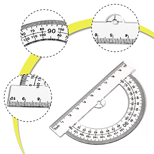 3 pezzi Goniometro Plastica, Goniometro 180 Gradi Protractor Plastic Protractor Protractor 180 Goniometro Geometrico