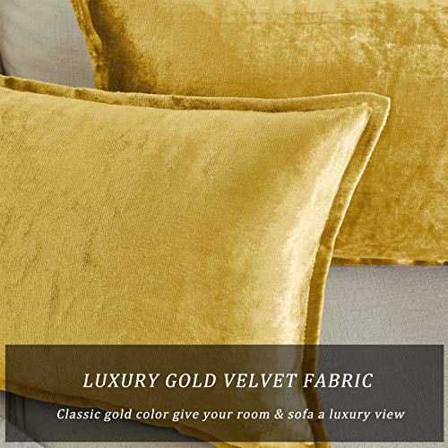 Gigizaza Gold Velvet Decorative Lumbar Throw Pillow Covers 12X20 Oblong Couch Sofa Pillow Covers Pack Of 2 #TOP1