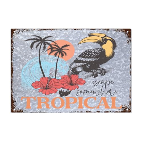 Escape Somewhere Tropical Galvanized Bar Signs Wall Decor For Home Bar