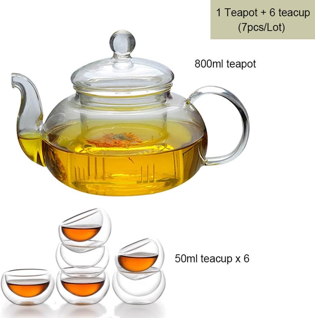 Glass Tea Set Heat Resistant Infuser Pot Wall Cup Puer Kettle Gas Stove Teapot