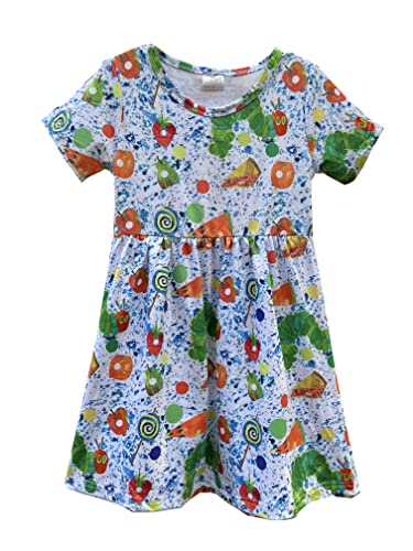 Toddler Little Girls Spring Summer The Very Hungry Caterpillar Baby Girl Short Sleeve Dress for 1-8 Years
