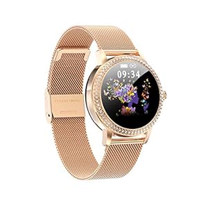 Aliwisdom Smartwatch voor dames, 1,08 inch, rond, modieus, smartwatch, fitnesshorloge, waterdicht, sporthorloge…