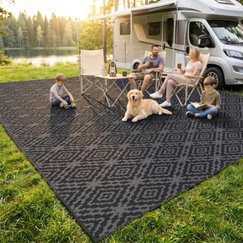 GOTGELIF Outdoor Camping Rug Waterproof 9x18FT, Large Reversible Stain&UV Resistant Plastic Straw RV...
