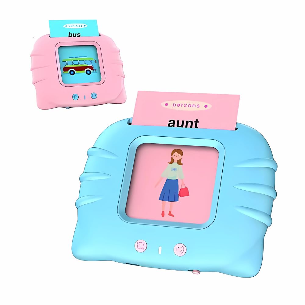 KAWAPS Interactive Educational Toy for Children - 520 Talking Flash Cards with Music | Portable Early Learning Device | Educational Tool for Kids Aged 3 to 8 Years - Pink
