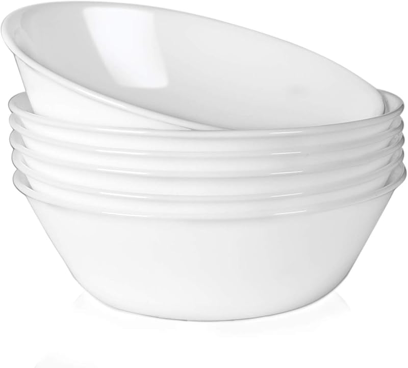 43 Oz Large Pasta Bowls Set of 6, Porcelain Soup Cereal Salad Serving Bowls, 8.5 Inch White Ceramic Bowls - Microwave & Dishwasher Safe, Stackable