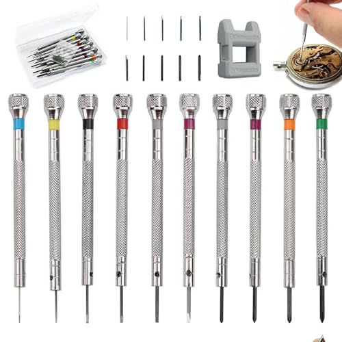 10 Pièces Kit Tournevis de Précision, Petit Tourne Vis Horlogers Précision, Ouvre Boitier Montre, Outils de Réparation D'horloger Pour la Réparation de...