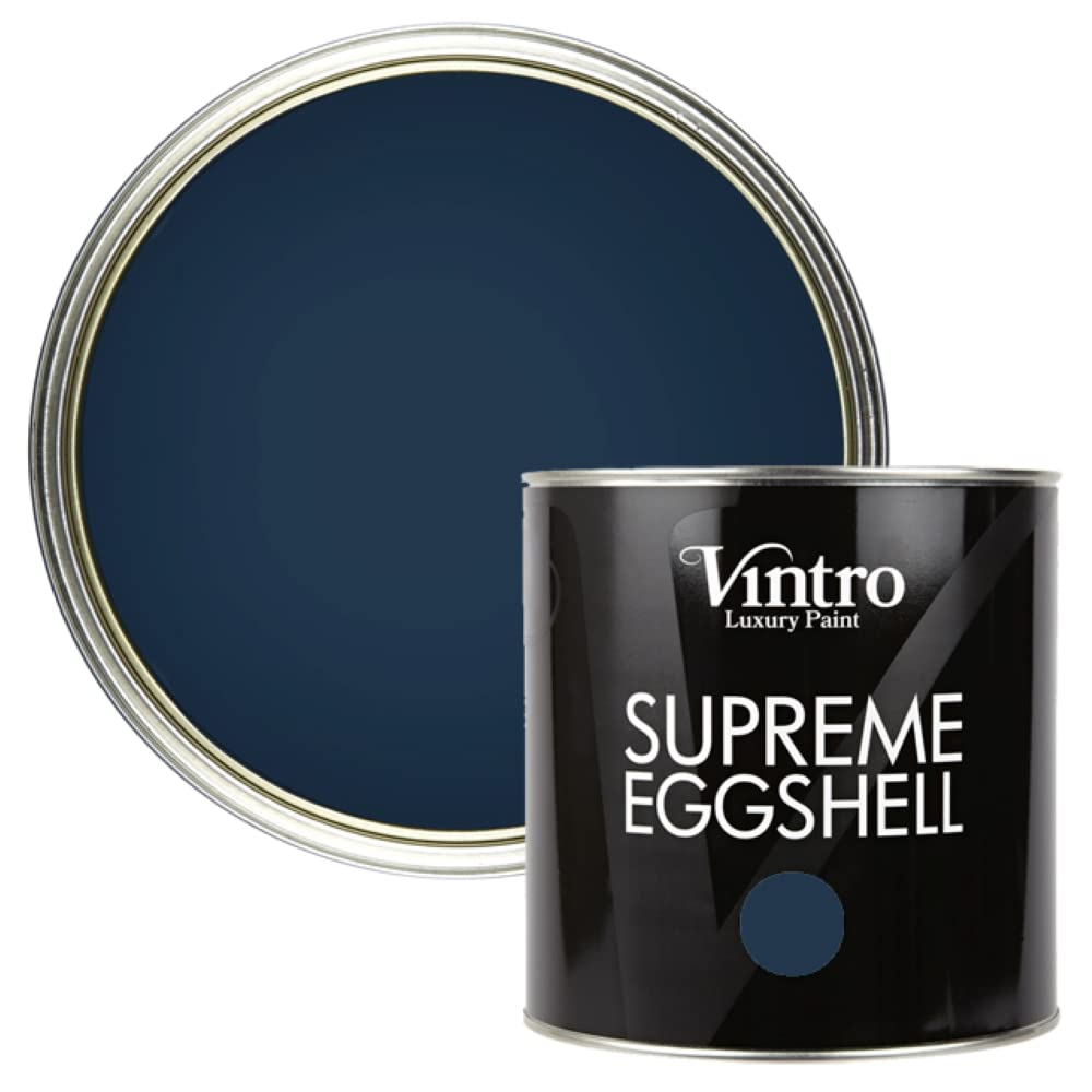 Vintro Paint Nightfall - Blacky/Blue | Eggshell Paint | For Walls | Wood | Trim | Satin Furniture Paint | Interior & Exterior Use. (, 2.5 Litres)